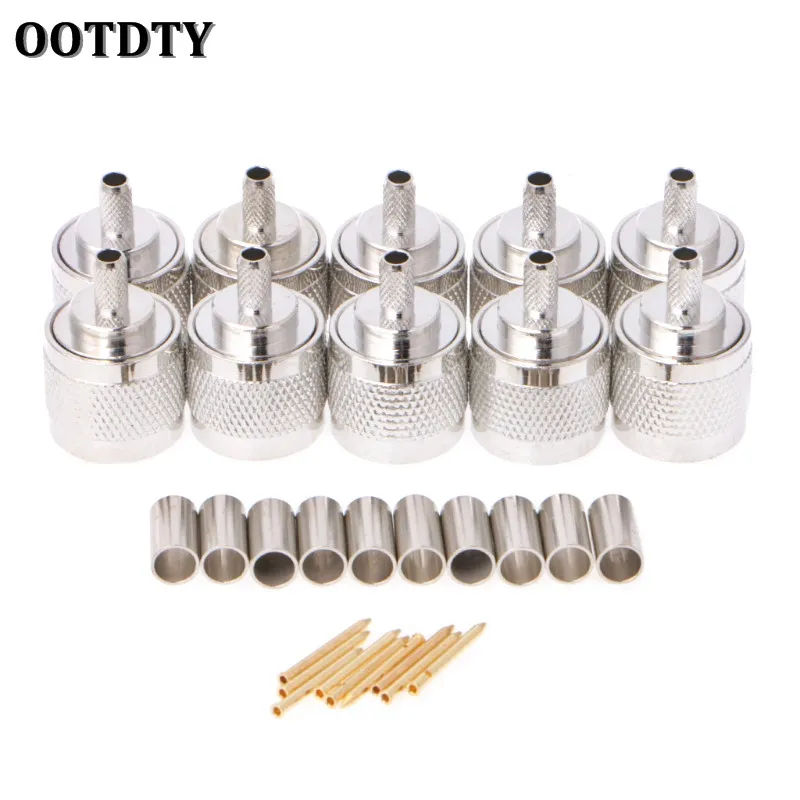 OOTDTY 10 шт. N штекер обжимной RG58 RG142 LMR195 RG400 коаксиальный кабель прямой разъем |