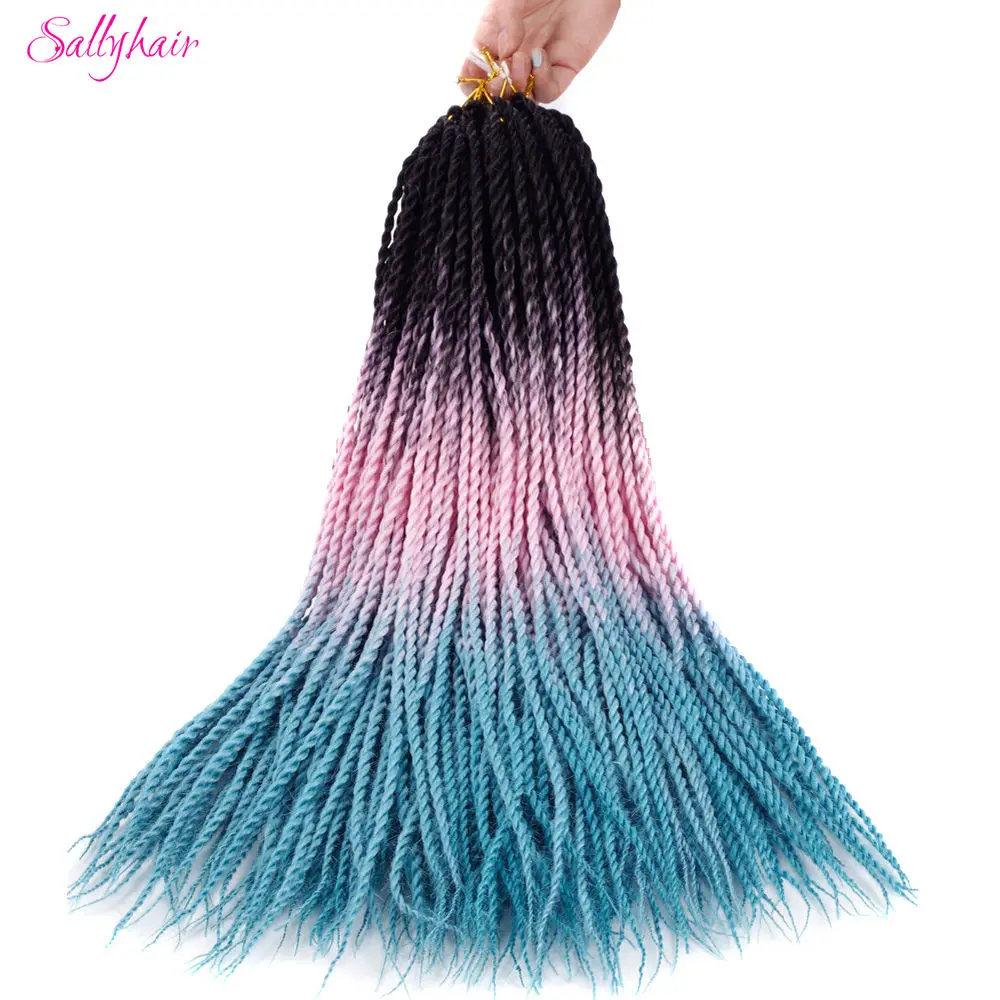 Sallyhair, 20 прядей, сенегалы, закрученные, вязанные, плетенные волосы для наращивания, высокая температура, синтетические, вязанные, Омбре, плетенные волосы