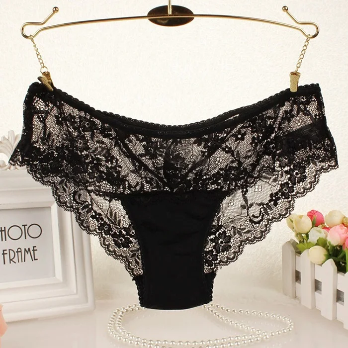 WP06 black Женское хлопковое нижнее белье, бесшовные трусы, сексуальные женские трусики, полностью прозрачные кружевные бесшовные трусы размера плюс, женское нижнее белье, трусики M-3XL - Цвет: WP06 black
