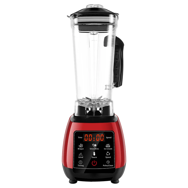 Цифровой 3HP BPA FREE 2L автоматический тачпад профессиональный блендер, миксер, соковыжималка, мощный кухонный комбайн, фруктовые смузи - Цвет: RED