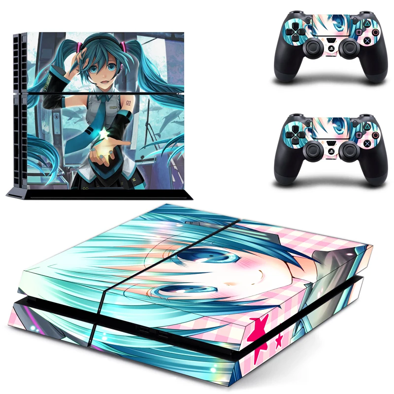 Аниме милая девушка Hatsune Miku PS4 наклейка на кожу Виниловая для Sony Playstation 4 консоль и 2