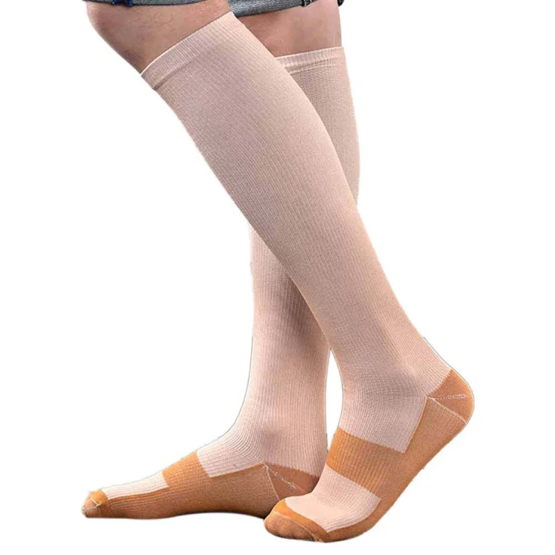 Unisex Anti-Fatigue Long Tube Compression Socks Foot Anti Fatigue Soft Pain Relief Miracle Copper Support Knee High Sock | Спорт и
