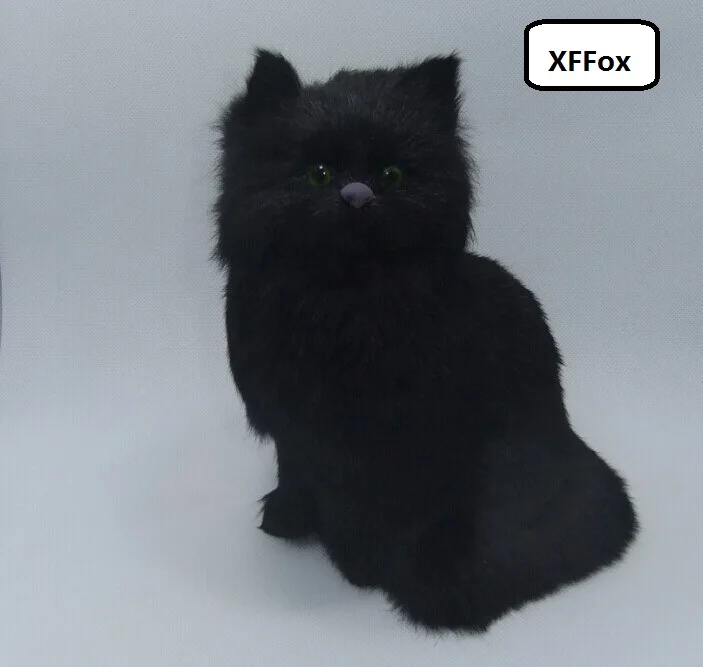 

new real life black cat model plastic&furs simulation sitting cat doll gift about 22x16cm xf1329