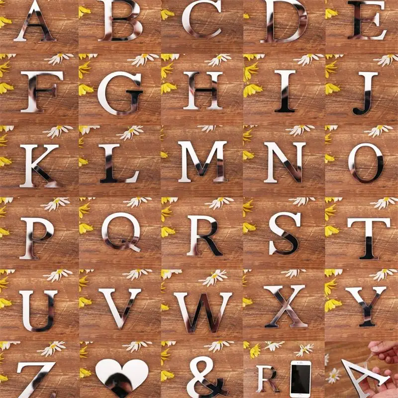 Настенная Наклейка Английский буквы акриловая зеркальная поверхность 3D