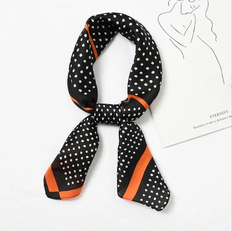 yishine New Arrival 70x70cm Women Elegant Dots Print Multifunctional Square Silky Scarf Stylish Spring Silk Satin Bandana 2019 |