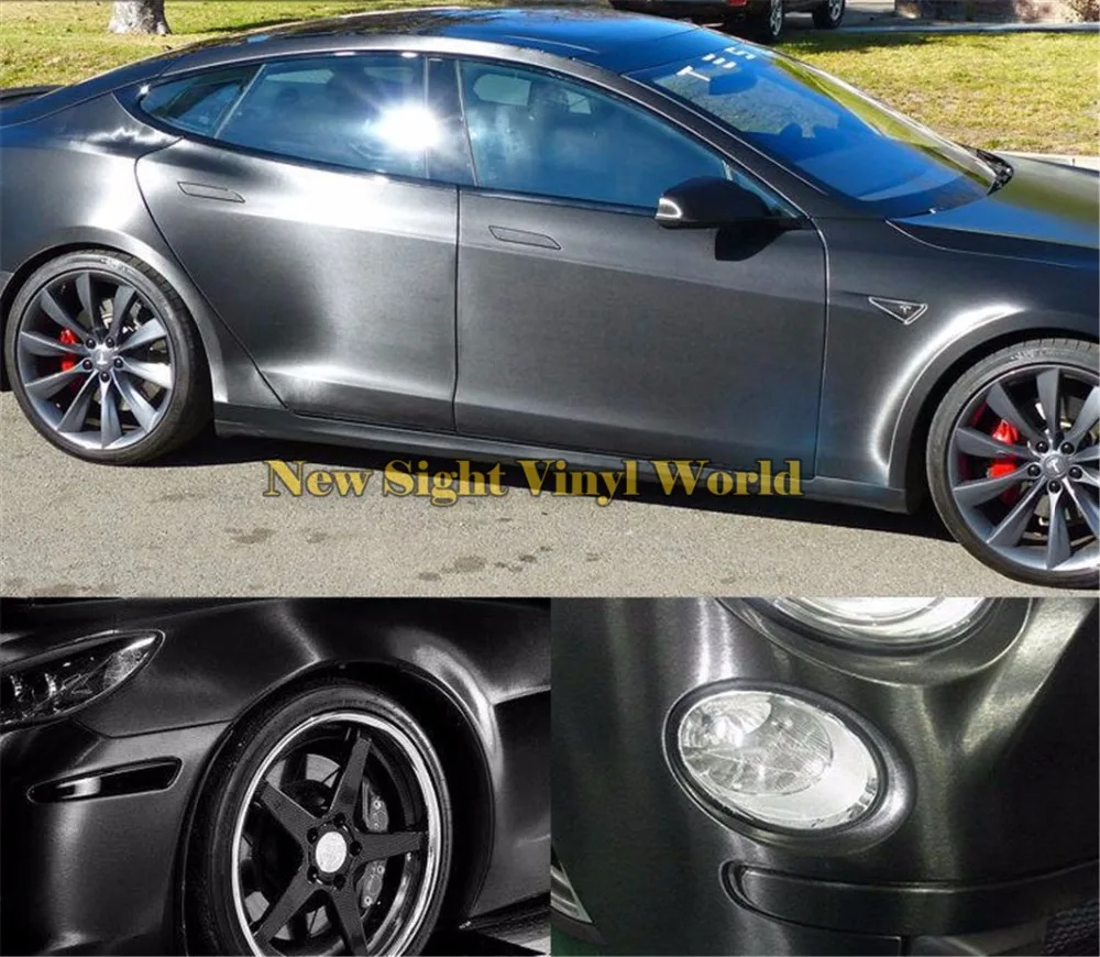 6 Colors Brushed Vinyl Film Car Wraps Metallic Wrapping Foil Phone Computer Cover Bubble Free Size: 1.52*30M |