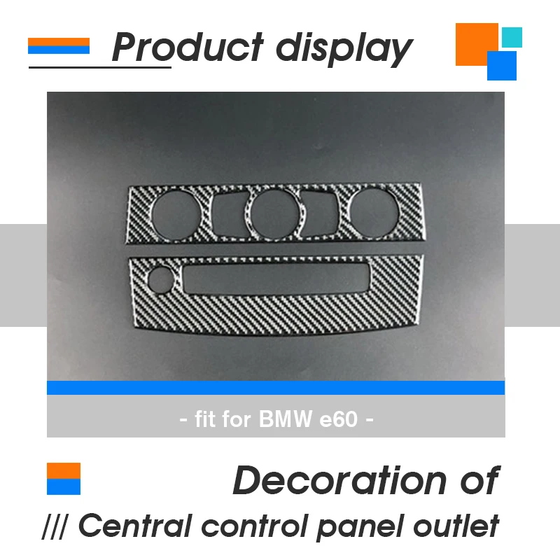 

LENTAI Car Styling Carbon Fiber Center Console Air Condition CD Button Frame Sticker For BMW 5 Series E60 2004-2010 Accessories