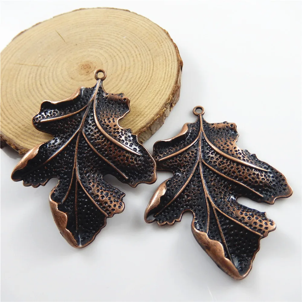 2 шт./лот винтажное ожерелье из красной меди в форме листьев женский подарок 67*51 мм