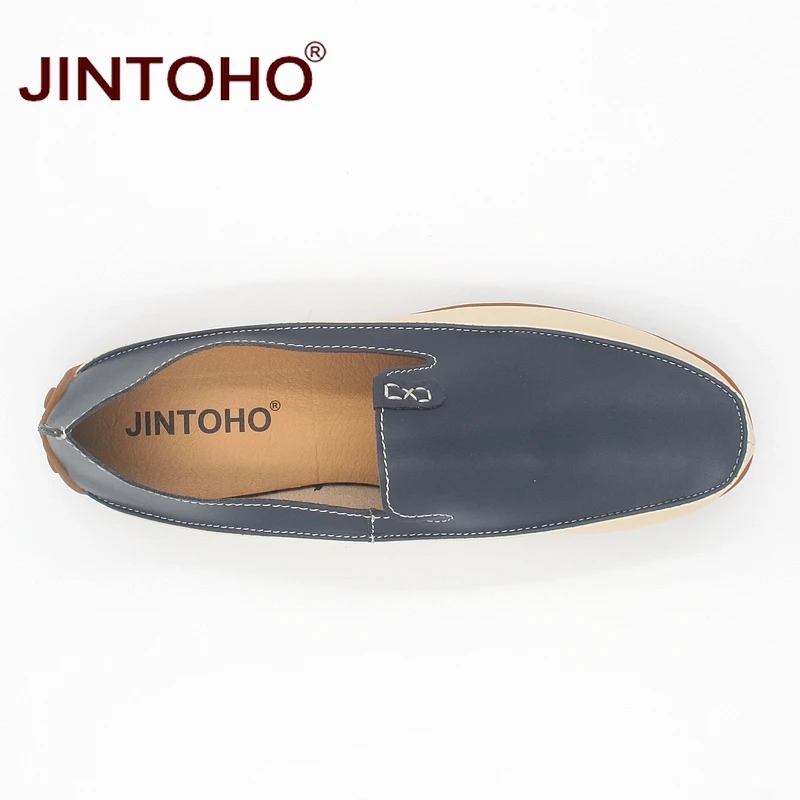 JINTOHO Брендовые мужские повседневные туфли слипоны из натуральной кожи модные