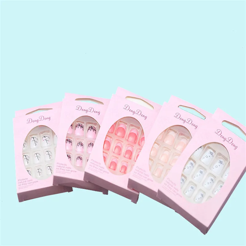 Накладные ногти с полным покрытием накладные 3D резными цветами пластиковые