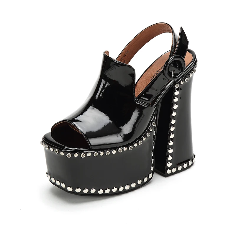 Jeffrey Campbell2019 весна-лето новинка черные непромокаемые босоножки на высоком толстом
