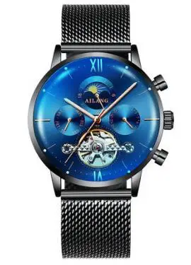 AILANG Relojes часы мужские наручные часы спортивные часы со скелетом 30 м водонепроницаемые автоматические механические часы из нержавеющей стали - Цвет: Color 6 Mesh Band
