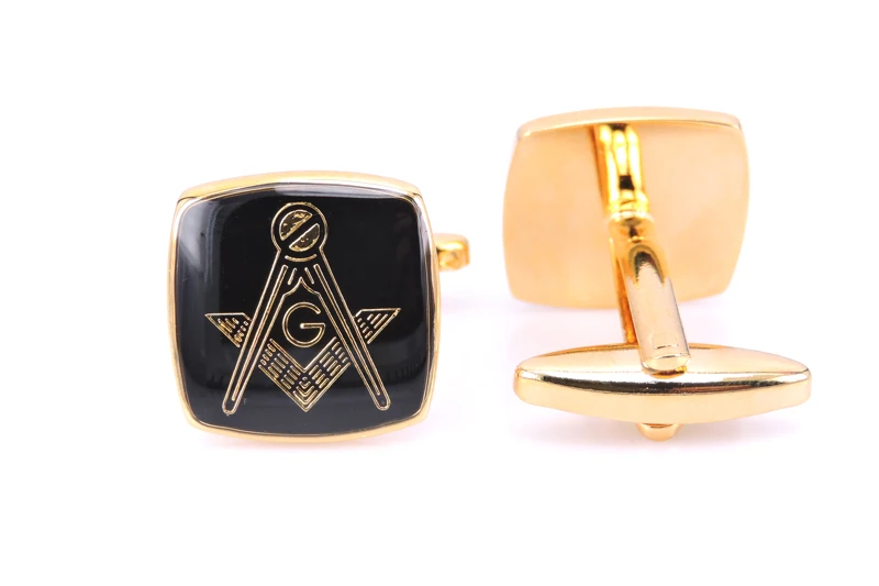 Запонки мужские золотистые масонские шпильки из нержавеющей стали для