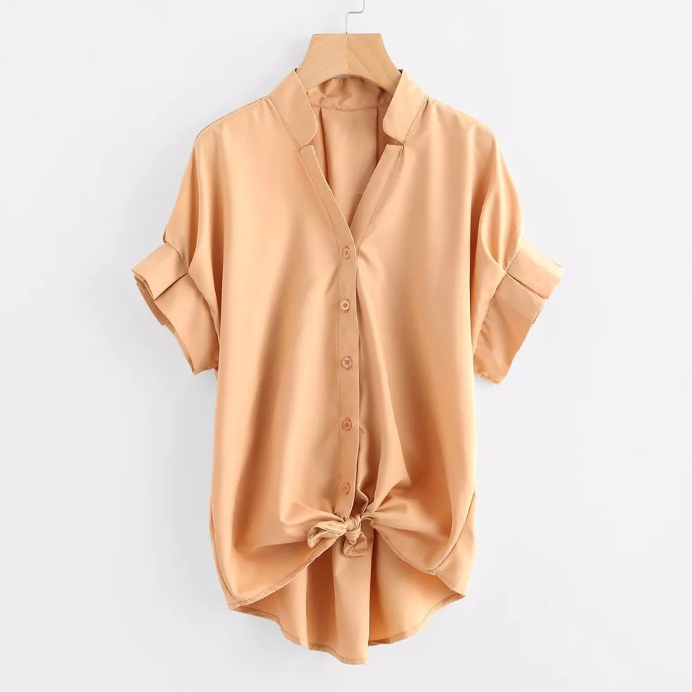 2018 летние Для женщин Повседневное Шифоновая блузка Рубашки Топ Плюс Размеры