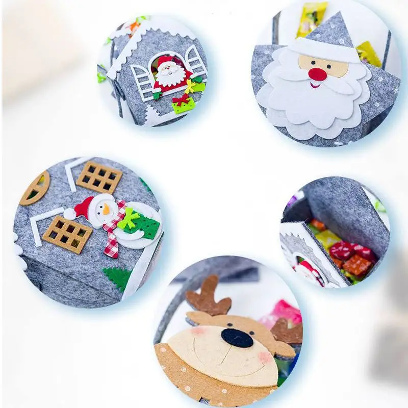 Портативный войлочный Рождественский мешочек для подарков держатель конфет