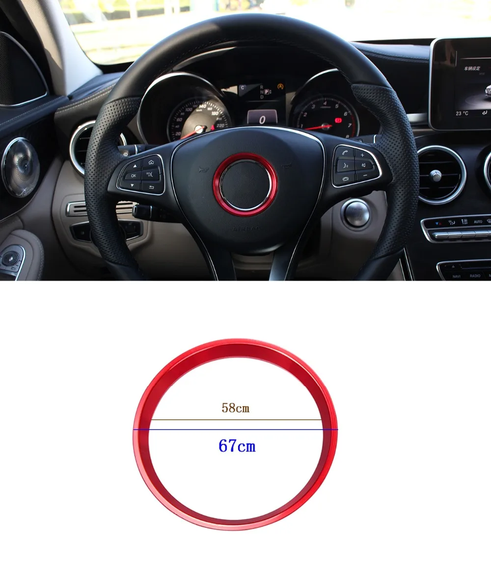 

Alloy Aluminum Car Steering Wheel Ring Trim For Mercedes Benz CLA GLE GLC A B C Class W204 W246 W176 W117 C117 Car-Styling