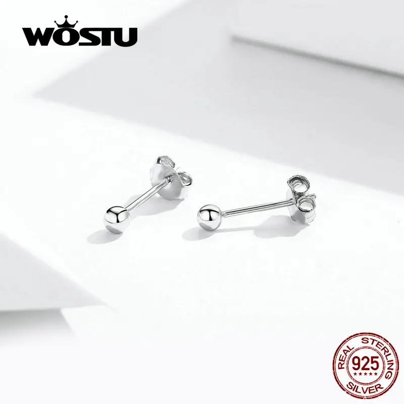 Женские серьги-гвоздики WOSTU подлинные серьги в форме 925 пробы серебряного цвета