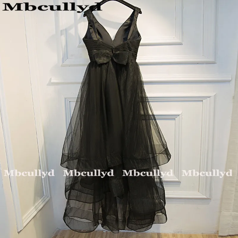 Женское вечернее платье с v-образным вырезом Mbcullyd Черное открытой спиной и бантом