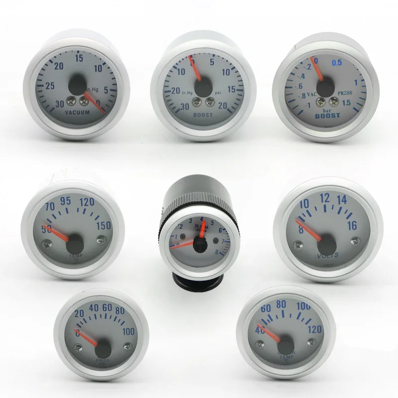 2" 52mm LED Car Boost/Water Temp/Oil Temp/Oil Pressure/Tachometer/Volt/Vacuum Gauge Meter+Gauge Pods