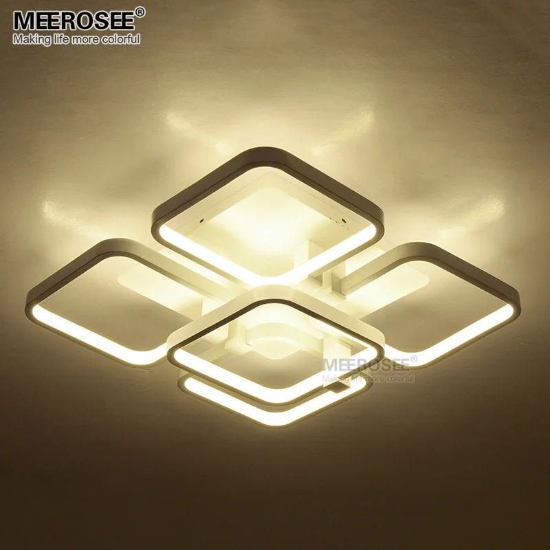 Квадратный светодиодные люстры поверхностного монтажа белый акрил лампы для