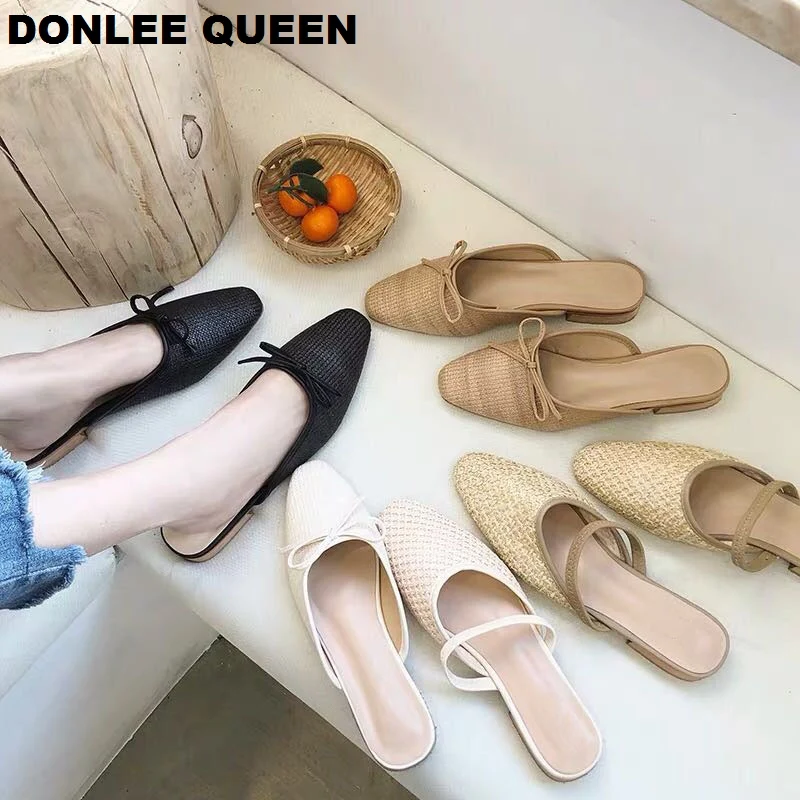 DONLEE QUEEN/женские тапочки на плоской подошве летние дышащие шлепанцы без задника