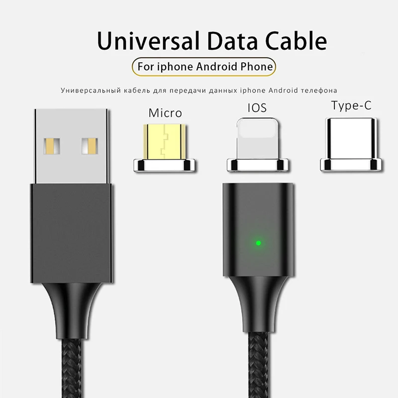 ! ACCEZZ Магнитный зарядный Micro USB кабель type C для samsung S8 Xiaomi 8 huawei P20 iPhone XS светодиодный