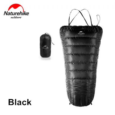 Black NatureHike сверхлегкий спальный мешок на половину груди 350 г, спальный мешок на утином пуху, спальный мешок для кемпинга, NH17S018-D - Цвет: Black