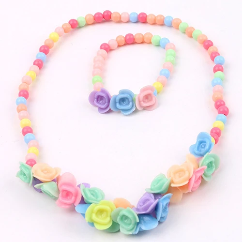 Комплект из колье и браслета с разноцветными бусинами|necklace bracelet|bracelet necklaceflower