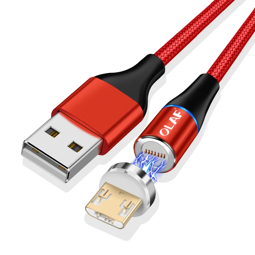 Red Micro USB Олаф 3а Быстрая зарядка Магнитный Micro USB Type C кабель зарядное устройство для iPhone 6 7 8 Plus X XR XS Max зарядки мобильного телефона USBC шнур - Цвет: Red Micro USB