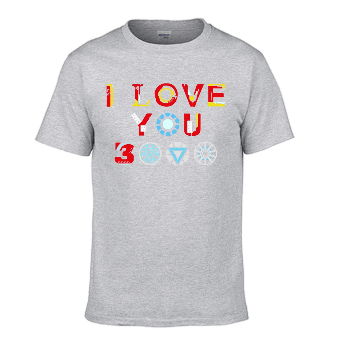 Футболка I Love You 3000, Мстители, Железный человек, футболка, мужские летние футболки, хлопок, Тони Старк, короткий рукав, футболки с изображением супергероев - Цвет: Серый