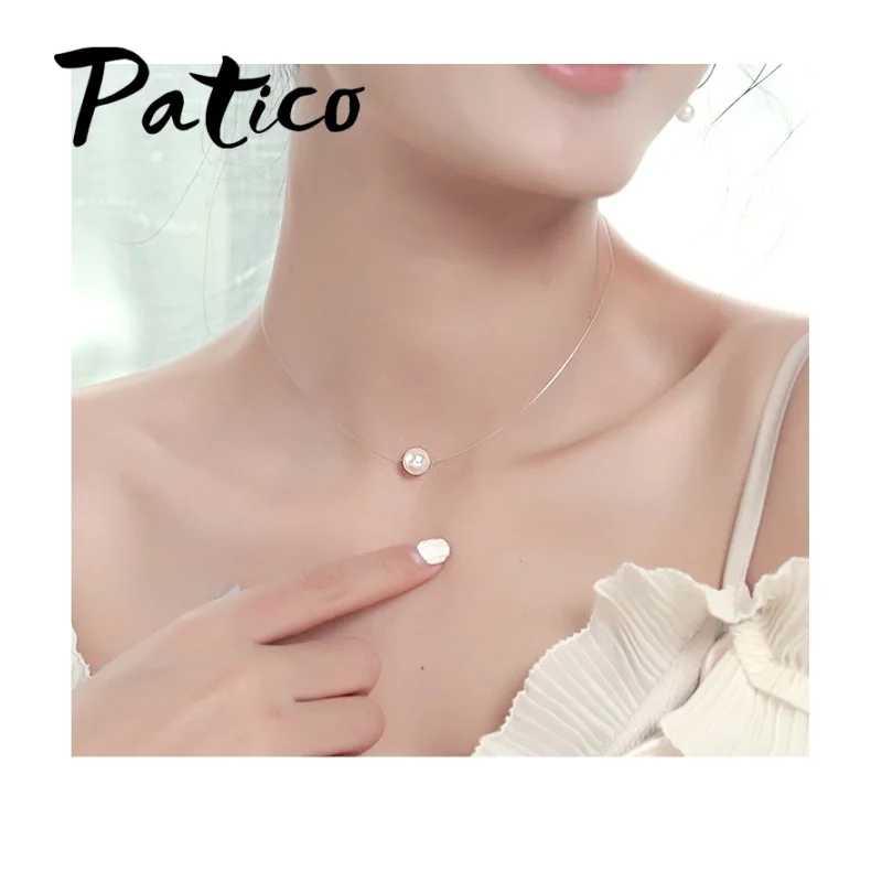 Женское короткое вечерние жерелье из серебра 925 пробы с жемчугом|fashion necklace|necklace