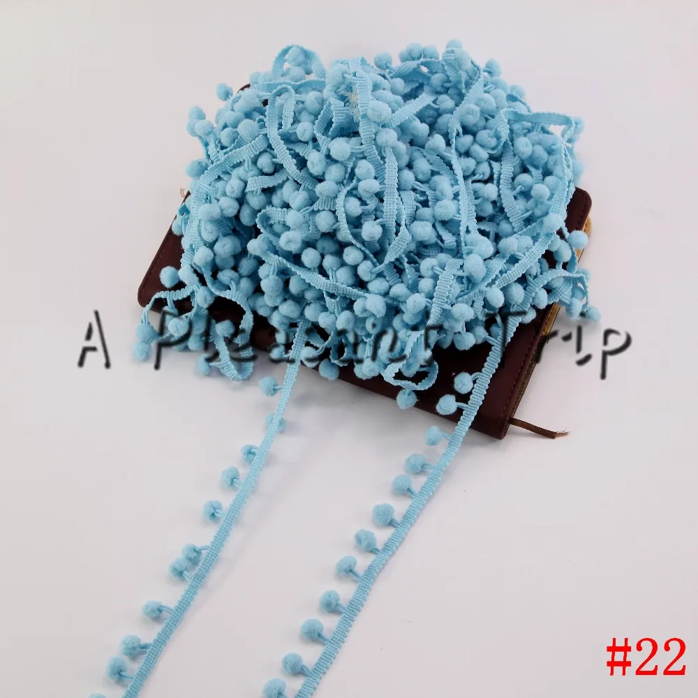 20 ярдов/партия светильник с голубым помпоном мм (размер Помпона 10 мм) Шариковая
