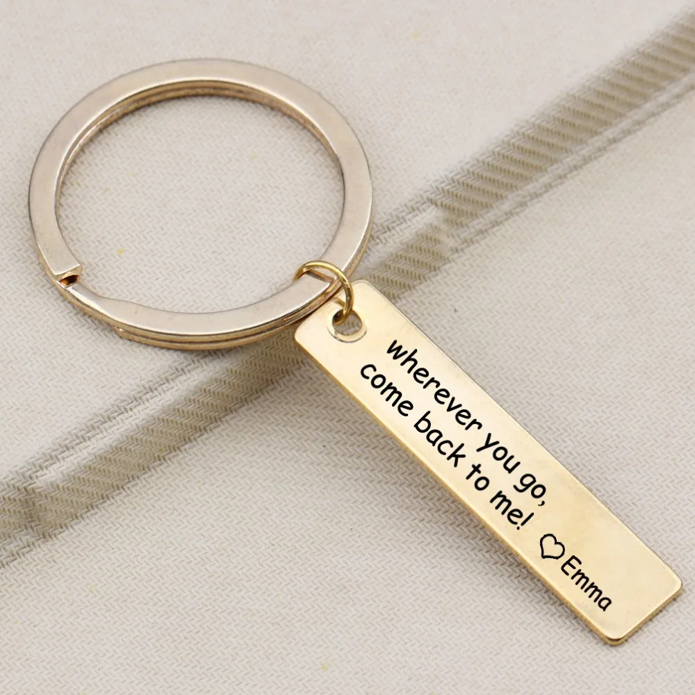 Выгравированный куда бы вы ни вернулись ко мне брелок для ключей с сердцем друзей