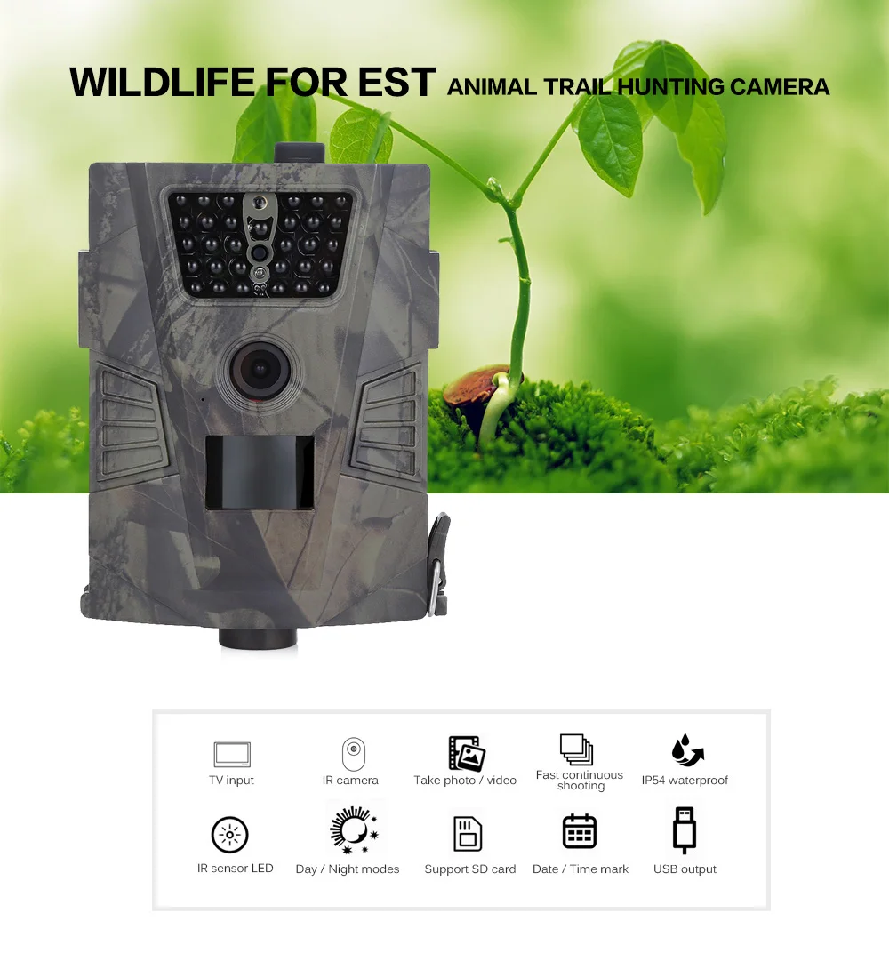 HT-001 камера для охоты 30 шт. Инфракрасные светодиоды Лесная Камера 12MP 720P ночное видение животные фото ловушки Водонепроницаемая Дикая камера