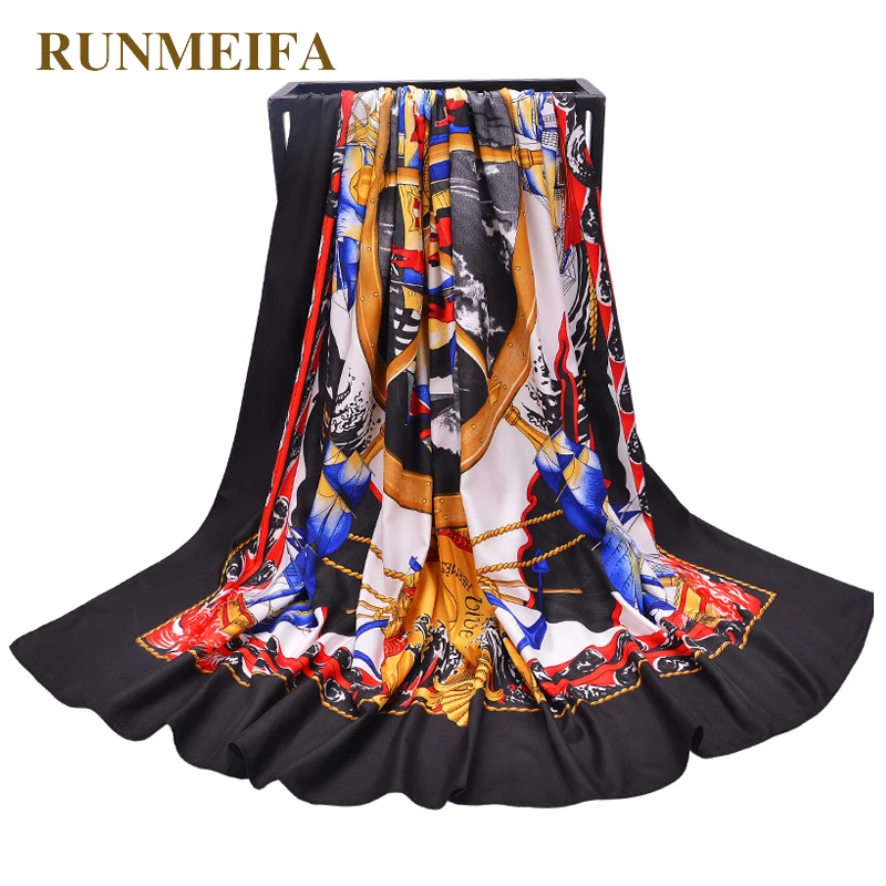 Шарф из твила и шелка для женщин модный квадратный шарф с рисунком руля