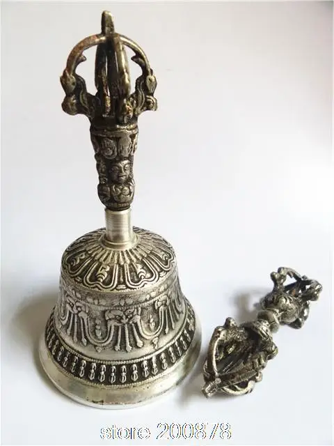 TBC913 Тибетский белый металлический медный серебристый старинный Kingkong Dorje 150 мм