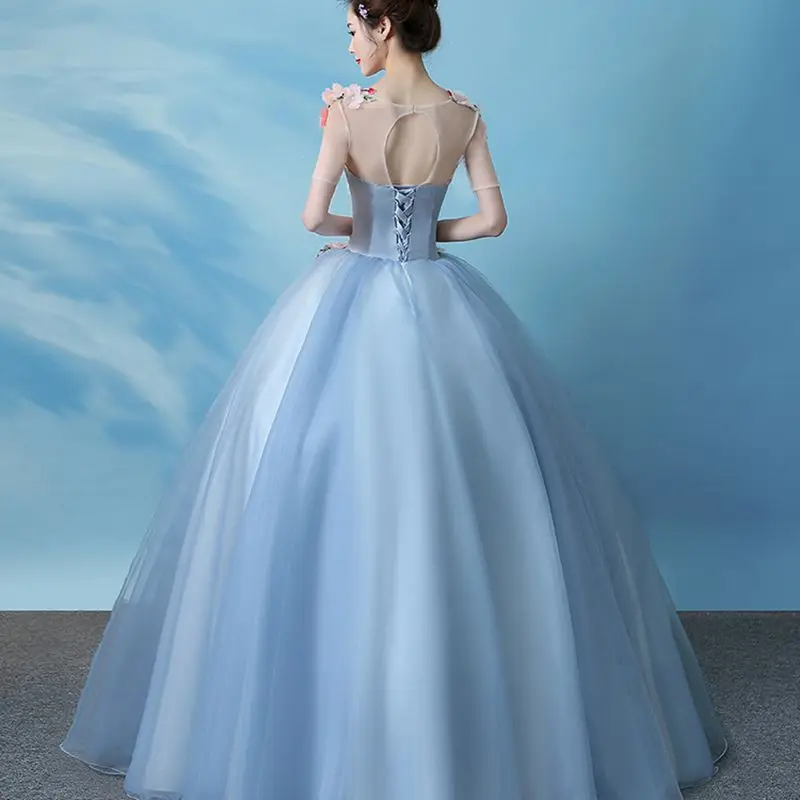 Ruthshen Длинные вечерние платья с короткими рукавами открытой спиной пышные