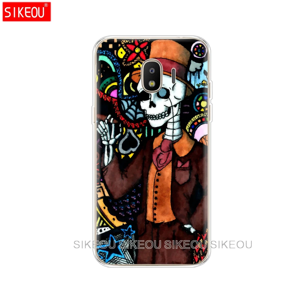 silicone cover phone case for Samsung Galaxy J3 J5 J7 2017 J330 J530 J730 PRO j2 2018 soft tpu Cute Flower Skull printing bag |