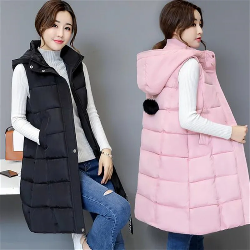 

2017New Autumn Winter Women Eiderdown Cotton Coat Fashion Medium Long High-end Jacket Vest Temperament Slim Big Yards Coat Q664