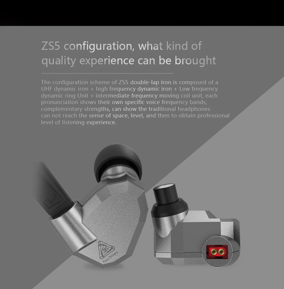 KZ ZS5 2DD + 2BA гибридные наушники-вкладыши HIFI DJ спортивные наушники для бега ES4 ZS10 AS10 ZST