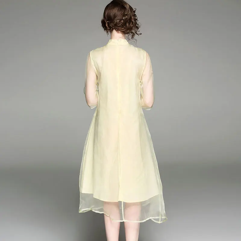 WZJHZ Новый Леди Cheongsam платье с вышивкой Винтаж ежедневно элегантный Для женщин