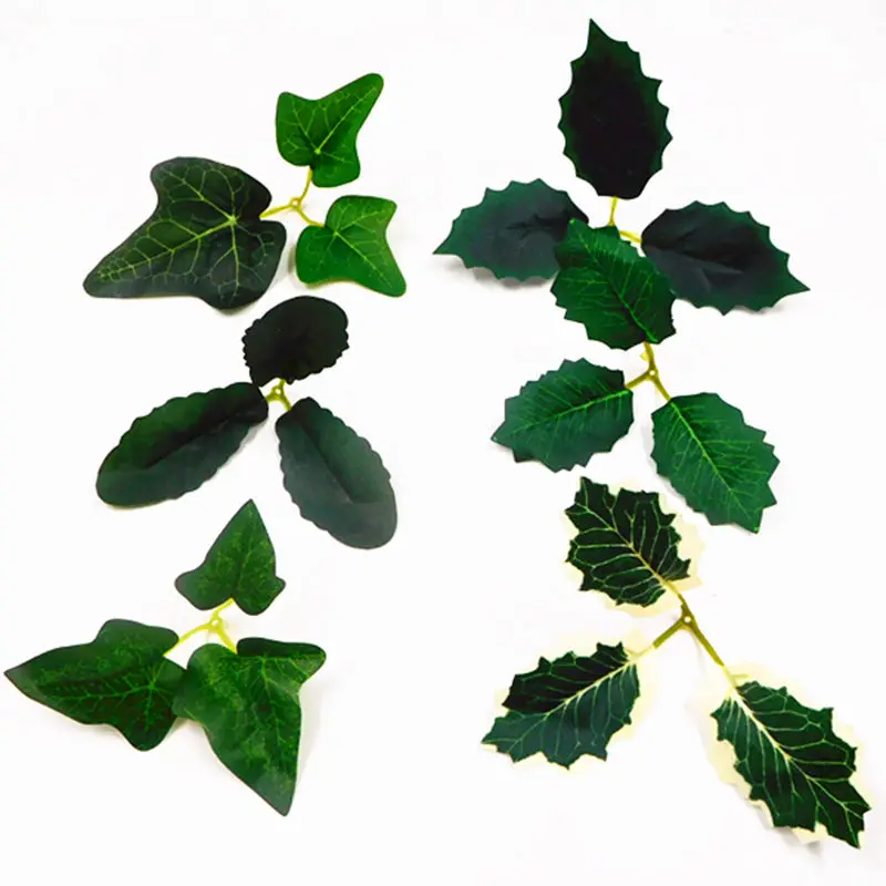 10 шт. искусственный Шелковый тройник зеленые листья/Свадебные украшения для дома
