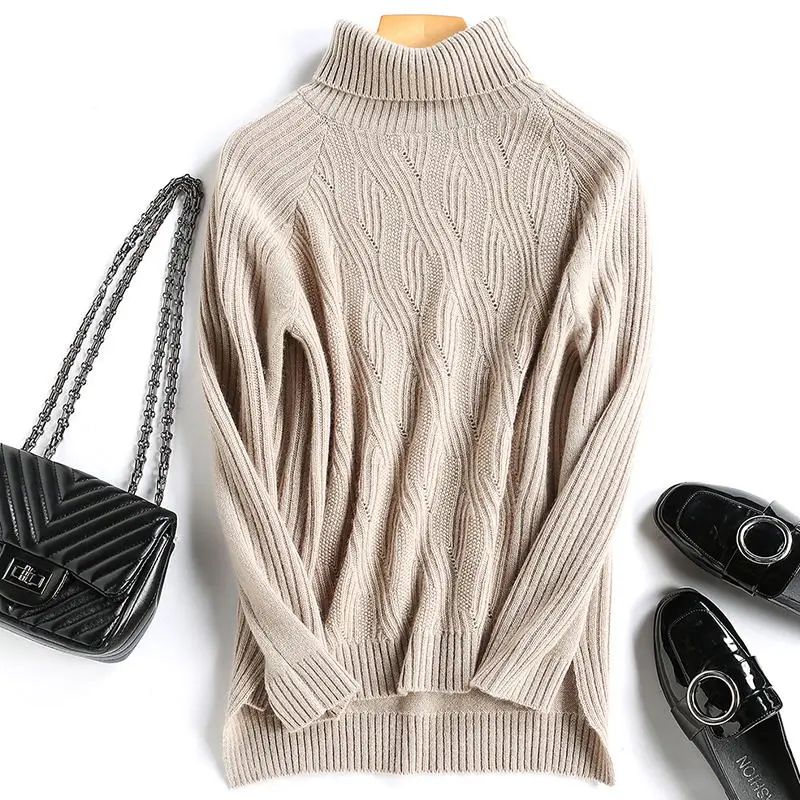 Stylish ladies turtleneck pullover oversized sweater long-sleeved Sherpa cashmere free Shopping | Женская одежда