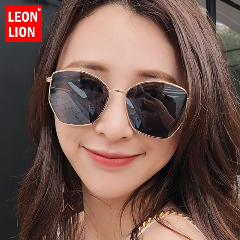 

LeonLion Новый 2021 большие солнцезащитные очки Для женщин Винтаж Lrregular метала роскошный элегантный стиль Кошачий глаз Ретро оправа для очков De Sol...