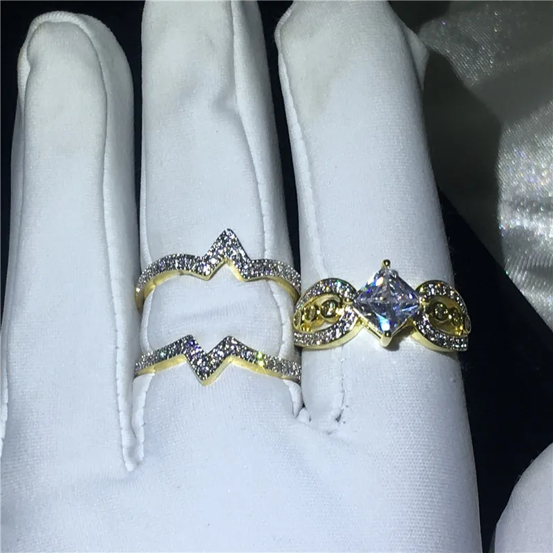 Unique Design ring sets Silver color AAAAA Cz Stone Anniversary wedding band for women Men Party jewelry | Украшения и аксессуары