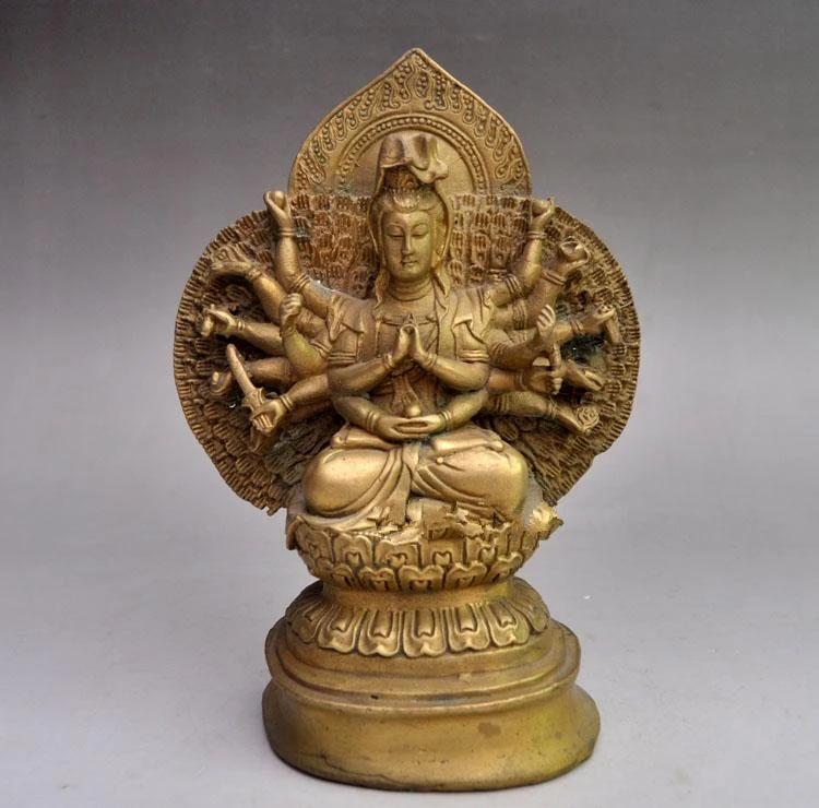 

Облегчение бутика из чистой меди, орнаменты Guanyin с тысячей рук, коллекционные изделия