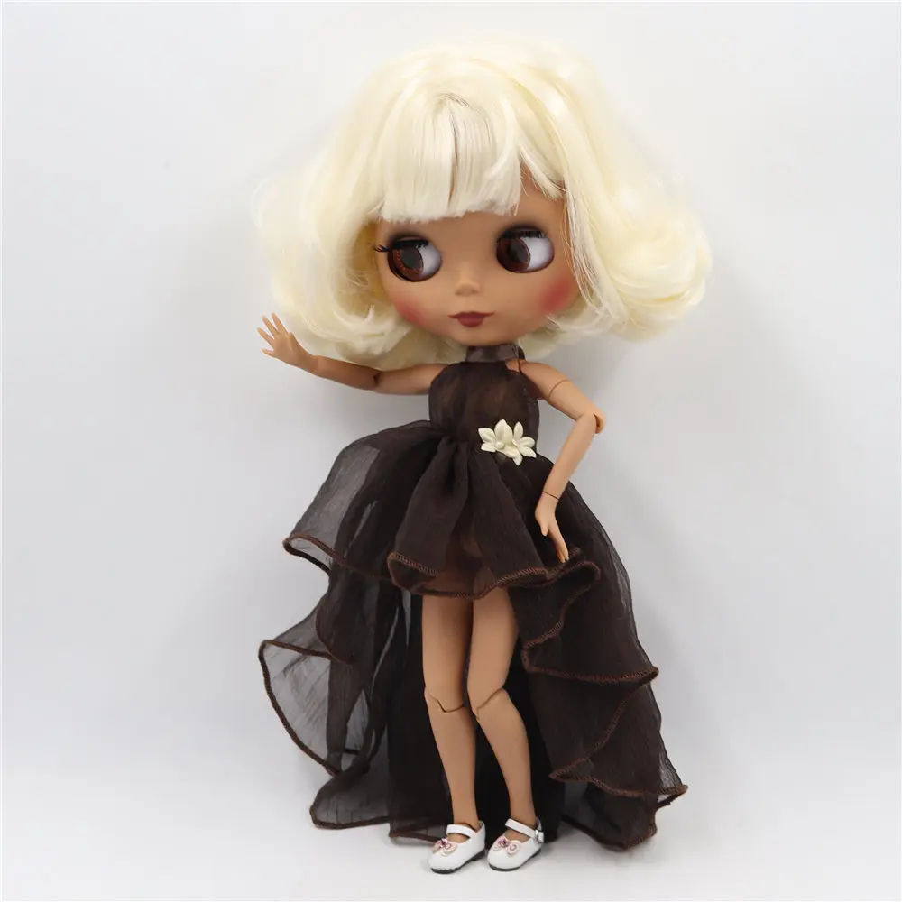 Ледяной DBS Blyth кукольные 1/6 Bjd из черной кожи Матовые шарнирное тело золото