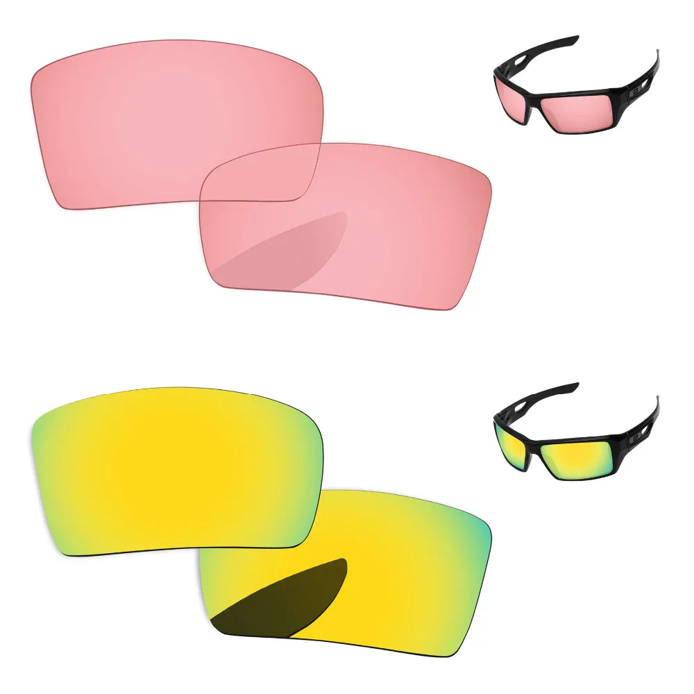 

24K золотистые и кристально-розовые 2 пары сменных линз для очков 1 и 2 солнцезащитные очки оправа 100% UVA & UVB защита