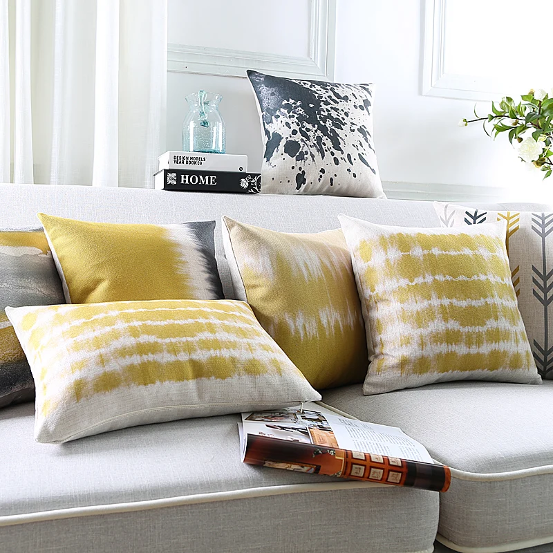 Наволочка для подушки оптом абстрактный серый желтый Водонепроницаемый