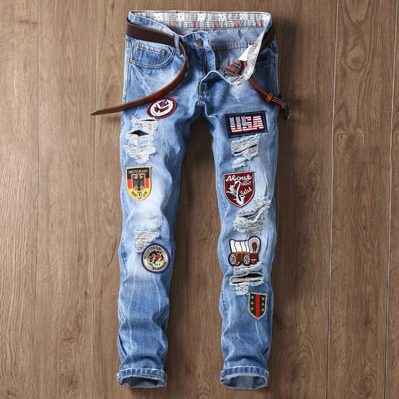 2017 spring and summer new 888# trend cloth broken hole self-cultivation small straight jeans (29-38) mail | Мужская одежда